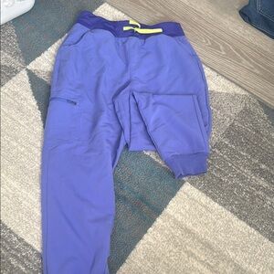 Purple Jogger Pants with Yellow Drawstring